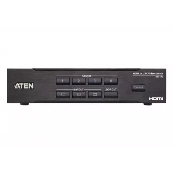 ATEN CAMLIVE PRO 4K 4-Input HDMI to USB Video Switcher, Μαύρο, HDMI, 3840 x 2160 pixels, Μέταλλο, Ταϊβάν, 3840 x 2160 1920 x 1080 1280 x 720