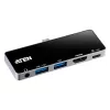 ATEN USB-C Travel Dock με διέλευση ρεύματος, Universal, USB Type-C, Μαύρο, Ασημί