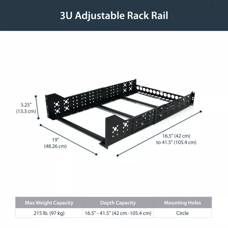 StarTech.com 3U σταθερές 19-ιντσών Universal-Server-Rackschienen με ρυθμιζόμενο βάθος