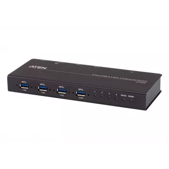 ATEN 4-Port USB 3.1 Gen1 Βιομηχανικό Switch, 5 Gbit/s, μαύρο, μέταλλο, 0 - 50 °C, -20 - 60 °C, 0 - 80%