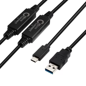Microconnect USB3.1CA10AMP Καλώδιο USB USB 3.2 Gen 1 (3.1 Gen 1) 10 m USB C USB A μαύρο