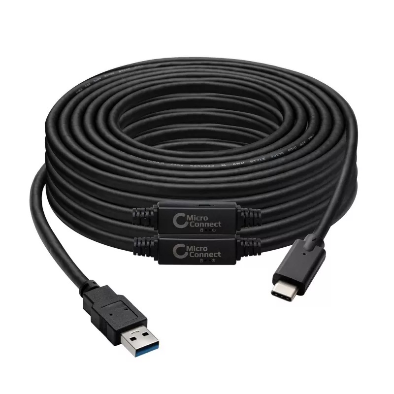 Microconnect USB3.1CA10AMP Καλώδιο USB USB 3.2 Gen 1 (3.1 Gen 1) 10 m USB C USB A μαύρο