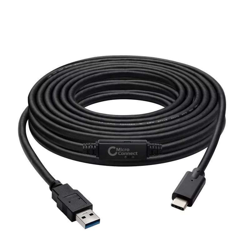 Microconnect USB3.1CA5AMP Καλώδιο USB USB 3.2 Gen 1 (3.1 Gen 1) 5 m USB C USB A μαύρο