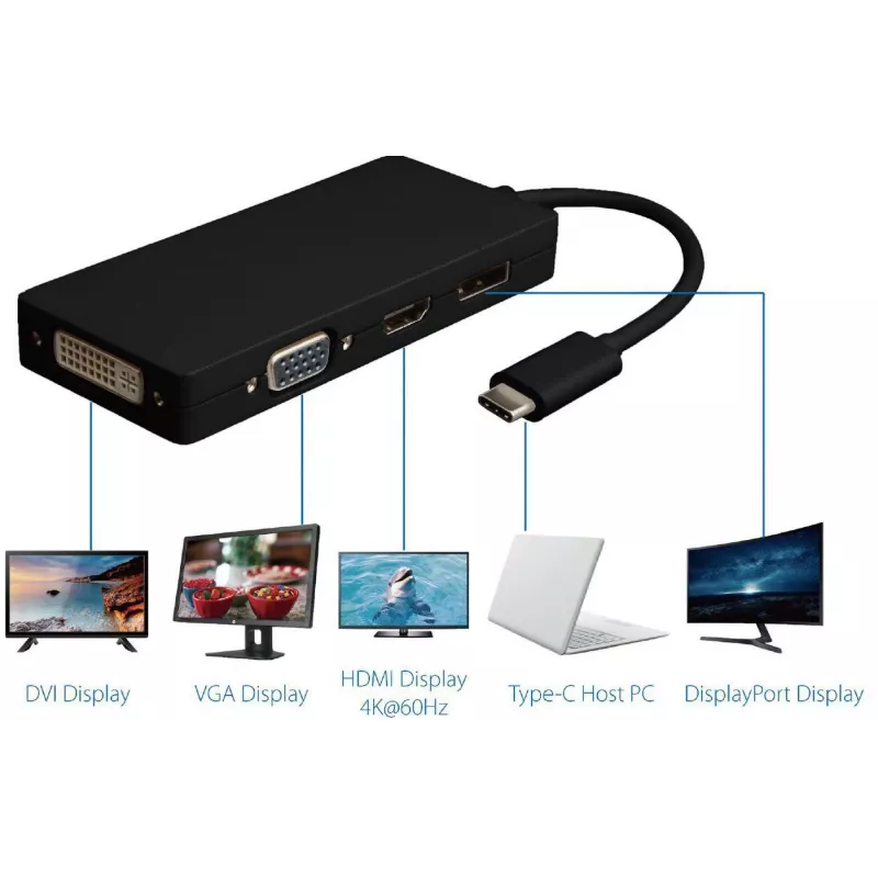 Microconnect USB3.1CCOM10 Προσαρμογέας γραφικών USB 3840 x 2160 Pixel Μαύρο