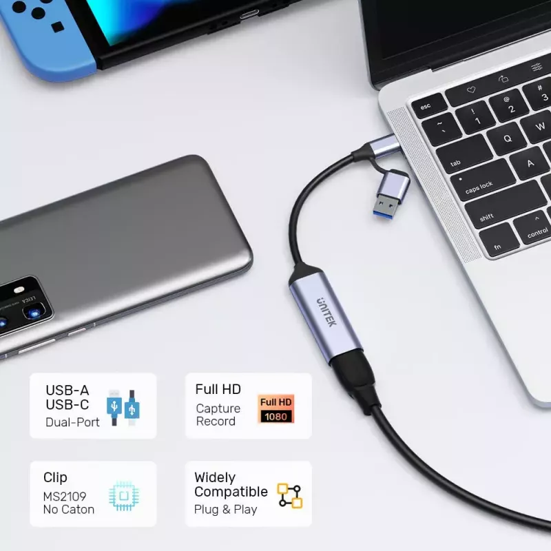 Προσαρμογέας καλωδίου βίντεο UNITEK V1167A USB Type-A/USB Type-C HDMI μαύρο