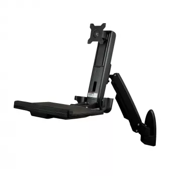 StarTech.com Επιτοίχιος σταθμός εργασίας – Αρθρωτός Full-Motion σταθμός όρθιας εργασίας με εργονομικό βραχίονα οθόνης και πληκτρολογίου ρυθμιζόμενου ύψους – Βάση ποντικιού και σαρωτή – Μονή οθόνη VESA