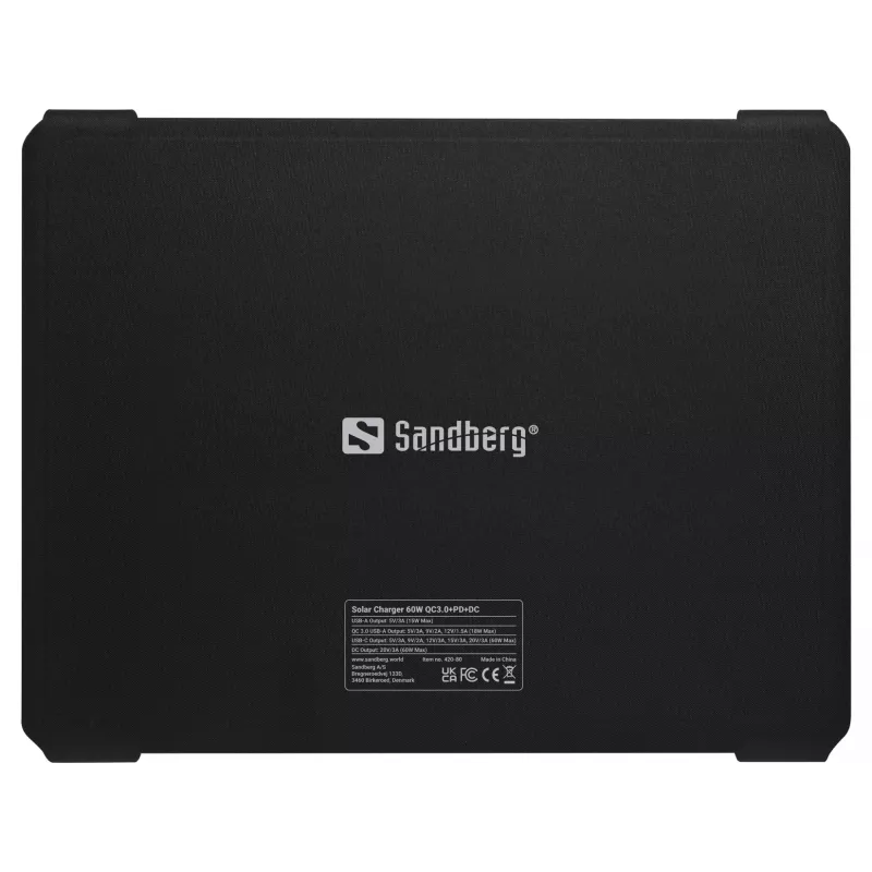 Sandberg Ηλιακός φορτιστής 60W QC3.0+PD+DC Μονοκρυσταλλικό Μαύρο