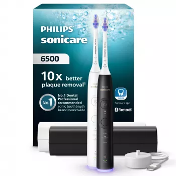 Ηλεκτρική οδοντόβουρτσα Philips Series 6500 HX7419/01 — τεχνολογία ήχου, 62.000 κινήσεις/λεπτό, 3 λειτουργίες, αισθητήρας πίεσης, 2 λαβές, 2 κεφαλές βούρτσας, θήκη ταξιδίου