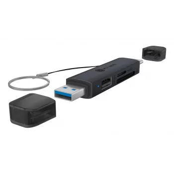 Αναγνώστης καρτών icybox 61179 – USB 3.2 Gen1 3-in-1, υποδοχές USB Type-C και Type-A