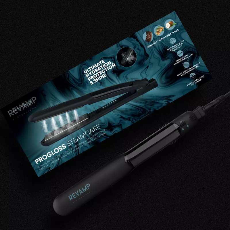 Σίδερο μαλλιών Revamp Progloss Steamcare ST-1600-EU Ατμού Μαύρο 3 m