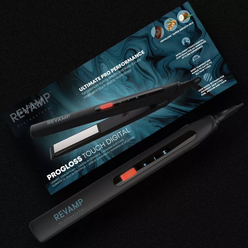 Revamp Progloss Touch Digital σίδερο μαλλιών Warm Μαύρο 3 m