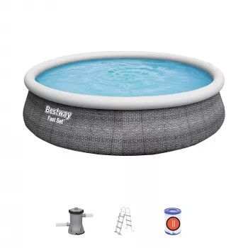 Bestway 57372 πισίνα στήσιμο φουσκωτή πισίνα στρογγυλή 12362 L γκρι