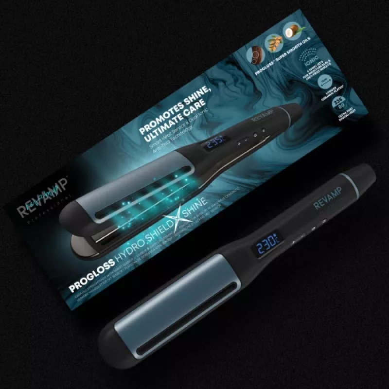 Σίδερο μαλλιών Revamp Progloss Hydro Shield X Shine θερμό μαύρο 3 m
