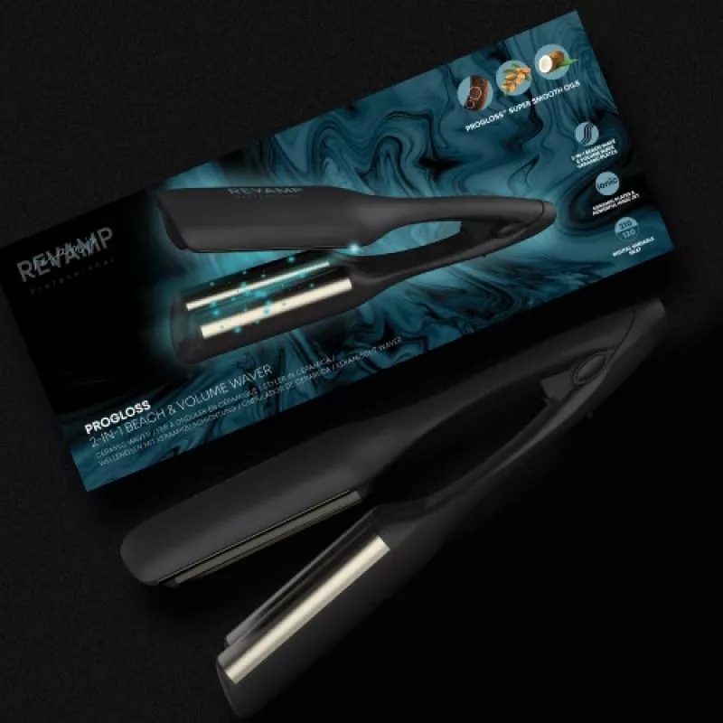 Ψαλίδι μπούκλας Revamp Progloss 2-in-1 Beach & Volume Waver θερμό μαύρο 3 m