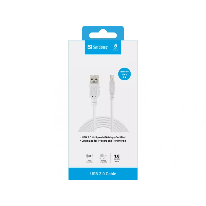 Καλώδιο USB 2.0 A-B αρσενικό/αρσενικό Sandberg 502-78 1,8 m