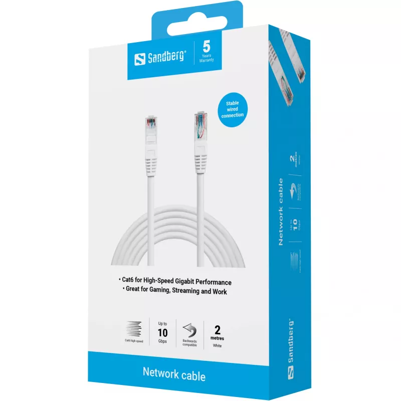 Καλώδιο δικτύου Sandberg UTP Cat6 RJ-45 2 m Λευκό