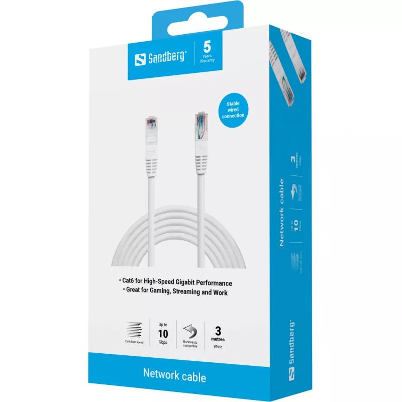 Καλώδιο δικτύου Sandberg UTP Cat6 RJ-45 3 m Λευκό