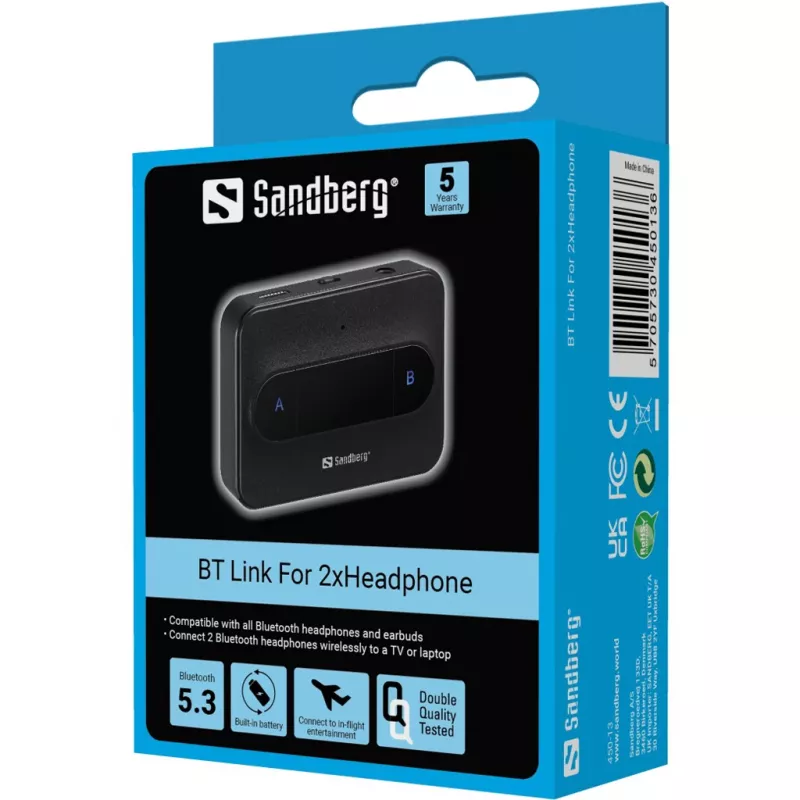 Sandberg Bluetooth Link για 2x ακουστικά ασύρματο Bluetooth 3,5 mm