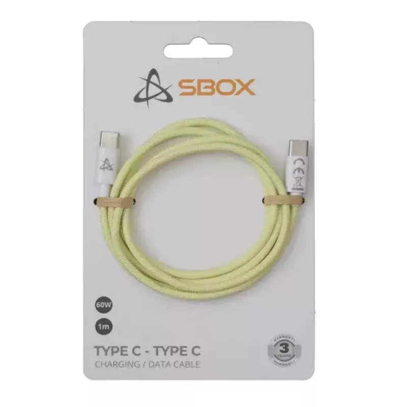 Καλώδιο SBOX USB Type C -> USB Type C M/M 1M κίτρινο 60W