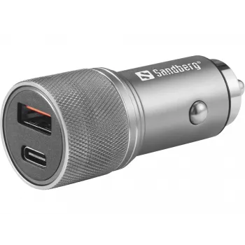 Φορτιστής αυτοκινήτου Sandberg 1xQC3.0+1xUSB-C 48W, αυτοκίνητο, αναπτήρας, 12 V, μεταλλικό