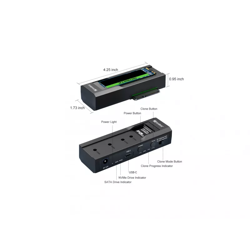 Κλωνιστής και dock USB 3.2 Sandberg για M2 + NVMe + SATA