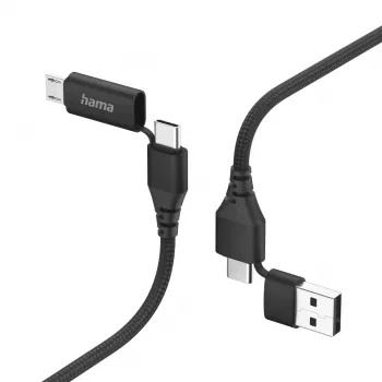 Hama 00201537 Καλώδιο USB USB 2.0 1,5 m USB-A/USB-C USB-C/Micro-USB B μαύρο