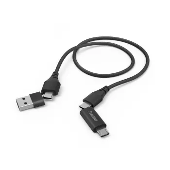 Hama 00201537 Καλώδιο USB USB 2.0 1,5 m USB-A/USB-C USB-C/Micro-USB B μαύρο