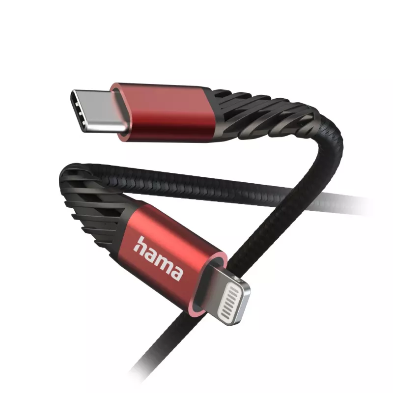 Hama Extreme Καλώδιο Lightning σε USB-C 1,5 m 3A μαύρο κόκκινο