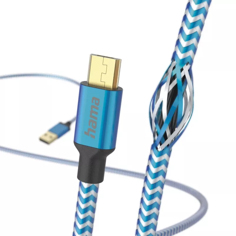 Hama Reflective Καλώδιο USB USB 2.0 1,5 m USB A Micro-USB B μπλε