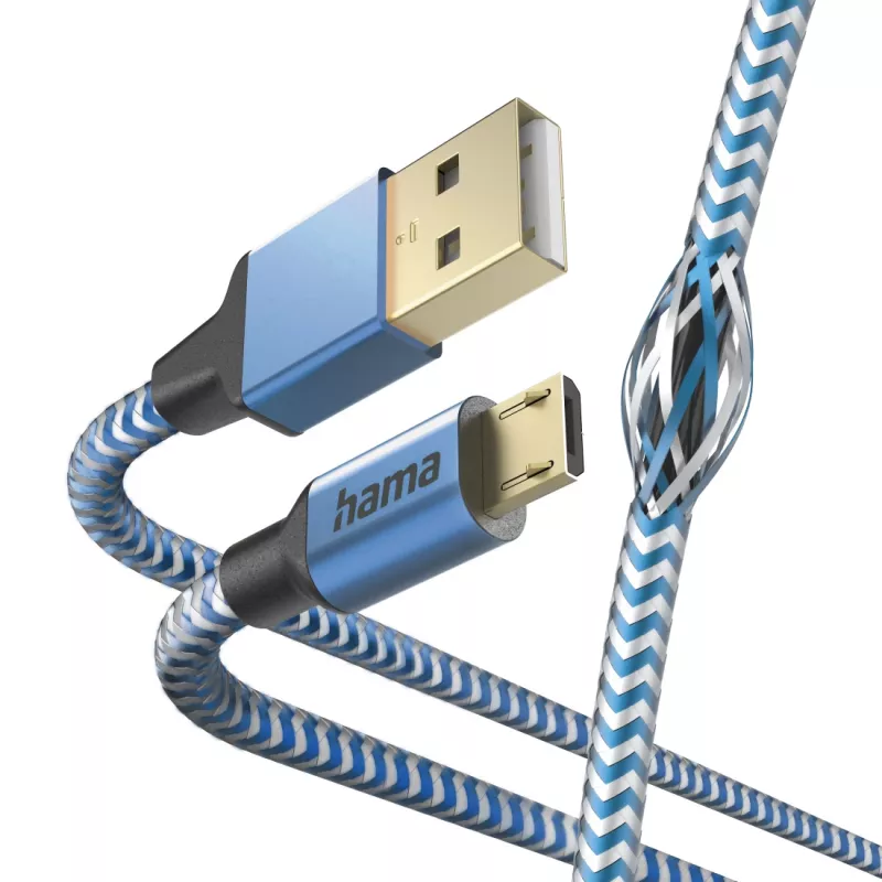 Hama Reflective Καλώδιο USB USB 2.0 1,5 m USB A Micro-USB B μπλε