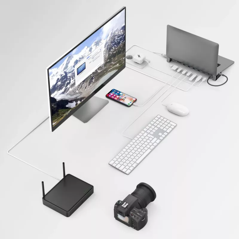 Hama 00200103 σταθμός σύνδεσης USB-C 9 σε 1, USB 3.2 Gen 1, 4x USB-A, USB-C PD, HDMI, LAN, SD/microSD, γκρι