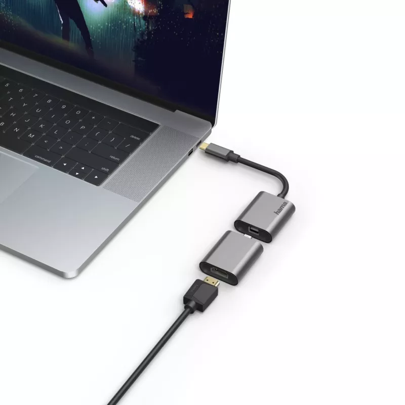 Hama 00200306 Connect2Go σετ προσαρμογέων βίντεο/ήχου 6 σε 1, USB-C, Mini DisplayPort, HDMI, VGA, 4K, γκρι