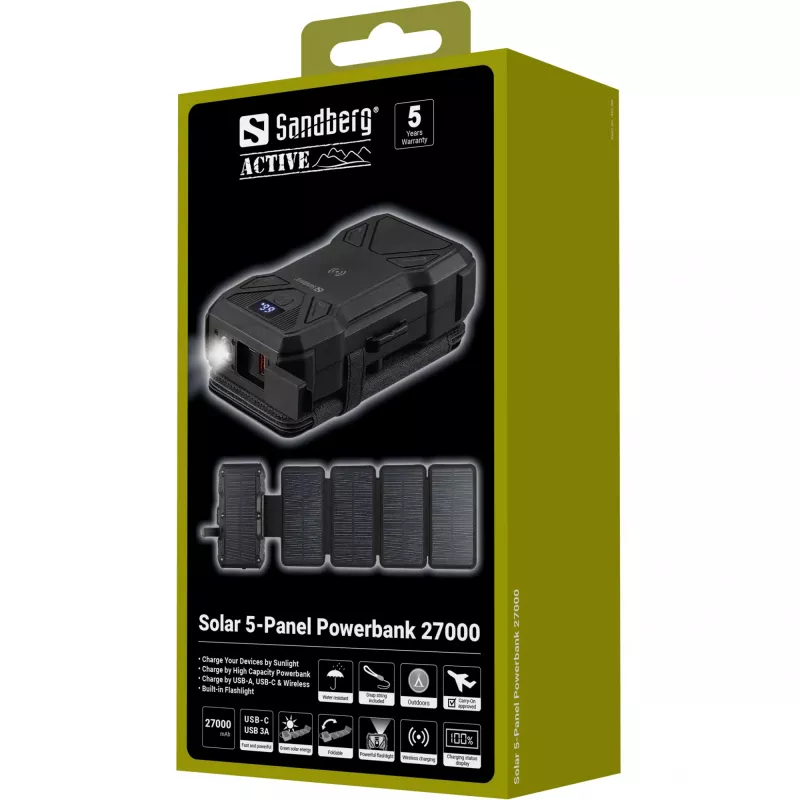Φορητό powerbank Sandberg Solar 5-Panel 27000 mAh