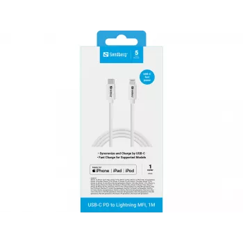 Καλώδιο Sandberg USB-C PD σε Lightning MFI 1M 1m Lightning USB C