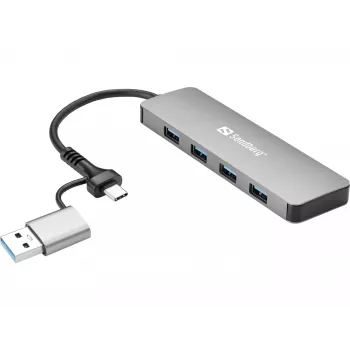 Sandberg USB-C/A σε 4xUSB 3.0 Hub αλουμινίου 5000 Mbit/s