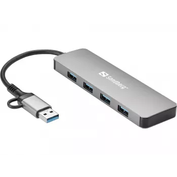 Sandberg USB-C/A σε 4xUSB 3.0 Hub αλουμινίου 5000 Mbit/s