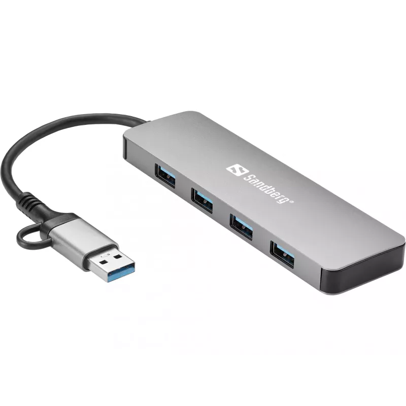 Sandberg USB-C/A σε 4xUSB 3.0 Hub αλουμινίου 5000 Mbit/s