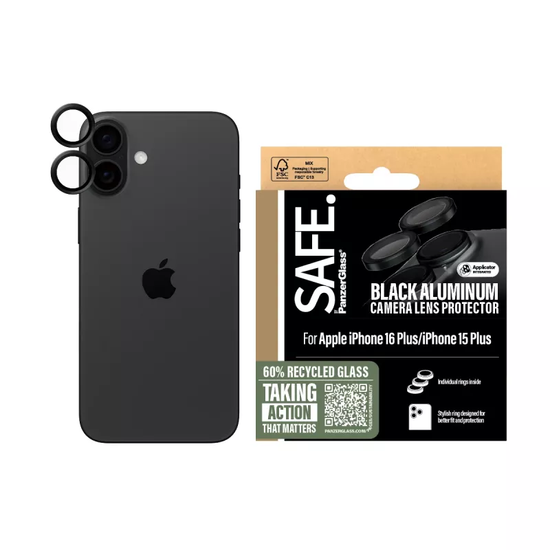 PanzerGlass SAFE. by ® Προστασία φακού κάμερας Μαύρο iPhone 16 | 16 Plus