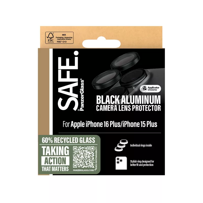 PanzerGlass SAFE. by ® Προστασία φακού κάμερας Μαύρο iPhone 16 | 16 Plus