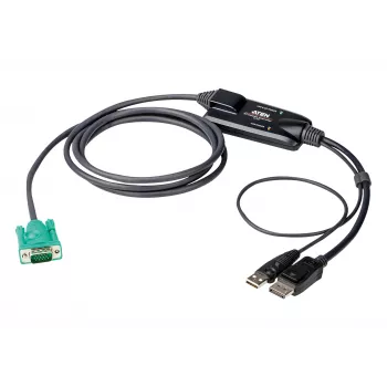 Μετατροπέας κονσόλας ATEN DisplayPort, 1,8 m, USB, DisplayPort, μαύρο, USB Type-A + DisplayPort, SPHD-15