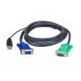 Καλώδιο KVM USB-VGA ATEN 2L-5202U, 1,8 m, βύσμα αρσενικό HDB-15+USB A σε βύσμα αρσενικό SPHD-15, μαύρο