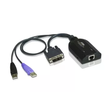 ATEN USB - DVI σε Cat5e/6 Καλώδιο προσαρμογέα KVM (CPU module), USB, USB, DVI-D, Μαύρο, Μωβ, RJ-45, 1 x RJ-45