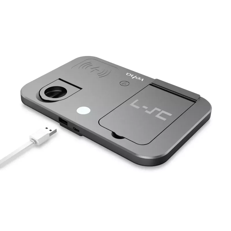 Veho DS-7 Qi ασύρματος πολλαπλός σταθμός φόρτισης ασημί USB Type-C 10W