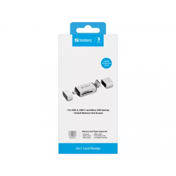 Sandberg Αναγνώστης καρτών USB-C+USB+MicroUSB