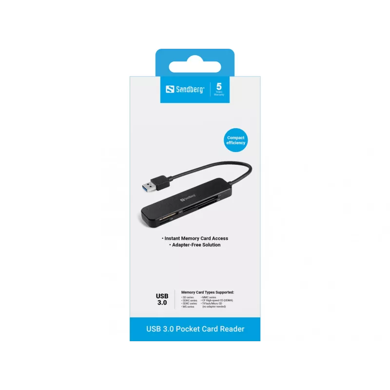 Αναγνώστης καρτών Sandberg USB 3.0 Pocket Card Reader