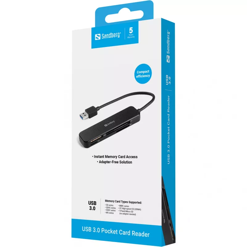 Αναγνώστης καρτών Sandberg USB 3.0 Pocket Card Reader