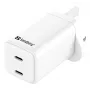 Φορτιστής AC SANDBERG Dual USB-C PD65W UK 441-62 — dual USB-C PD 65W, βύσμα UK