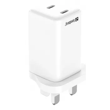 Φορτιστής AC SANDBERG Dual USB-C PD65W UK 441-62 — dual USB-C PD 65W, βύσμα UK
