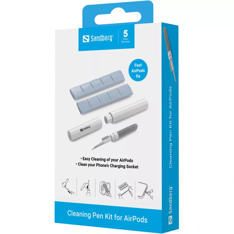 Σετ καθαρισμού Sandberg Cleaning Pen Kit για Airpods Γκρι Λευκό