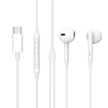Ενσύρματα ακουστικά in-ear Lenovo ES652200-BULK — USB Type-C, καλώδιο 1,2 m, λευκό, για κλήσεις και μουσική